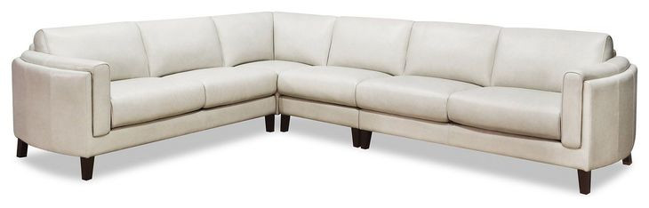 Kona White Leather 4 Piece Modular Sectional