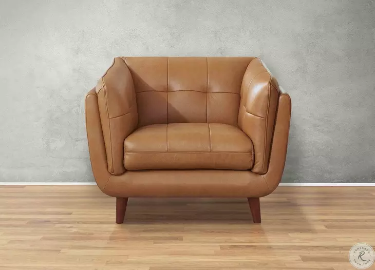 Sorella Cinnamon Leather Upholstered Accent Chair