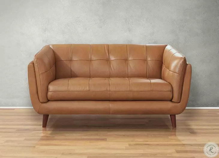 Sorella Cinnamon Leather 70" Loveseat