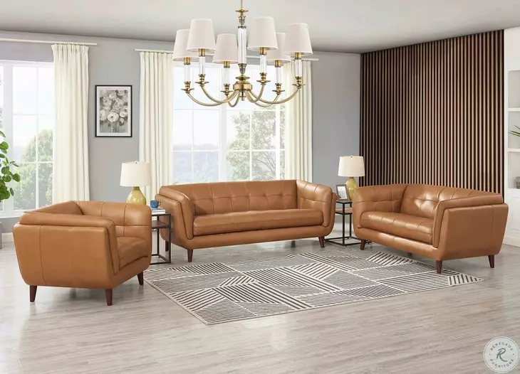Sorella Cinnamon Leather 70" Loveseat