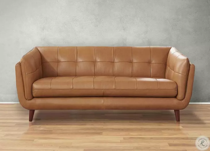 Sorella Cinnamon Leather 84" Sofa