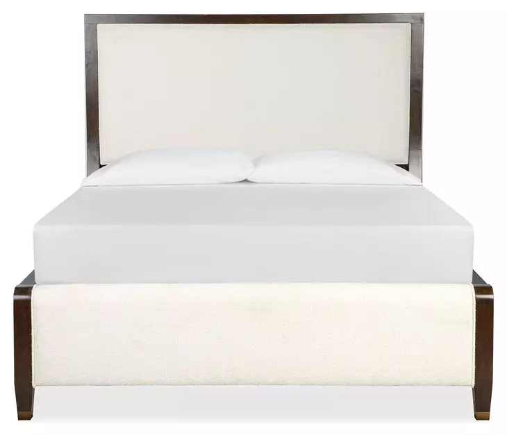 Timberlyn Espresso and Cream Queen Upholstered Panel Bed