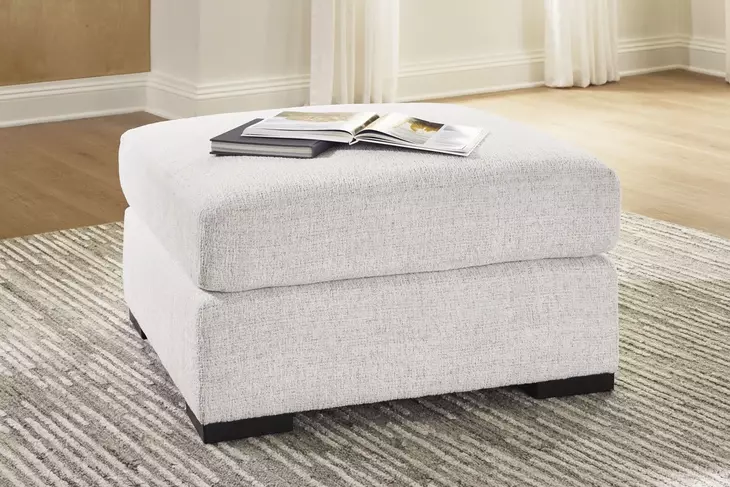 Wynncroft Manor Chalk Performance Fabric Upholstered Square Accent Ottoman
