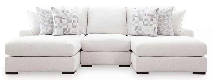 Wynncroft Manor Chalk Performance Fabric 3 Piece Modular Double Chaise Sectional