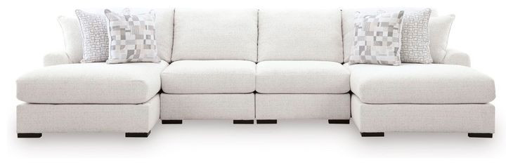 Kendrie Chalk Performance Fabric 4 Piece Modular Double Chaise Sectional
