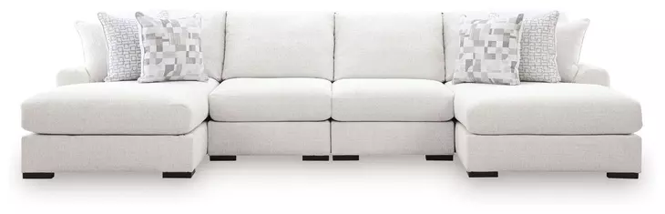 Wynncroft Manor Chalk Performance Fabric 4 Piece Modular Double Chaise Sectional