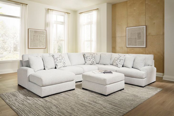 Kendrie Chalk Performance Fabric 5 Piece Modular Sectional with LAF Chaise