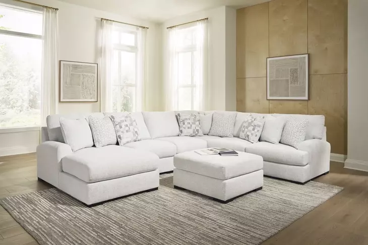 Wynncroft Manor Chalk Performance Fabric 5 Piece Modular Sectional with LAF Chaise