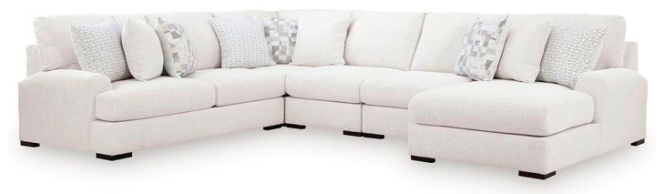 Kendrie Chalk Performance Fabric 5 Piece Modular Sectional with RAF Chaise