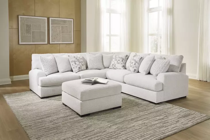 Wynncroft Manor Chalk Performance Fabric Upholstered Square Accent Ottoman