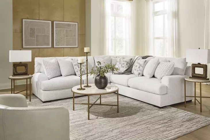 Wynncroft Manor Chalk Performance Fabric 3 Piece Modular Sectional