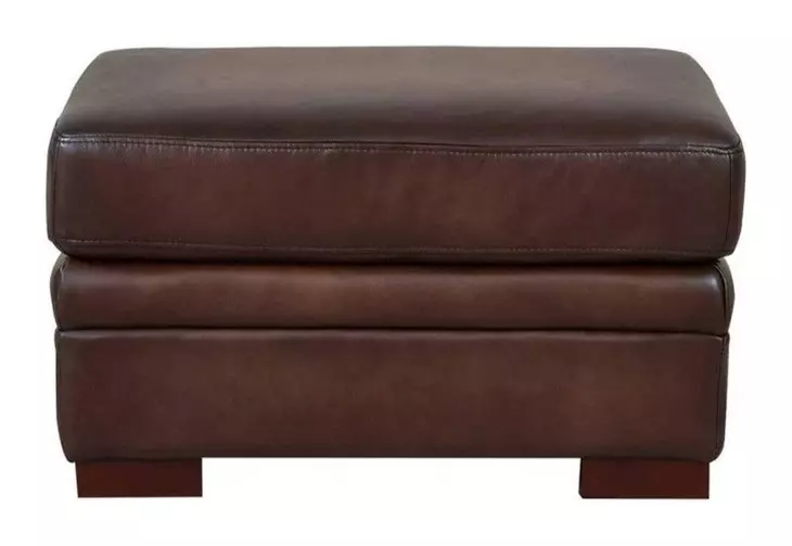 Danforth Caramel Leather Upholstered Rectangular Ottoman