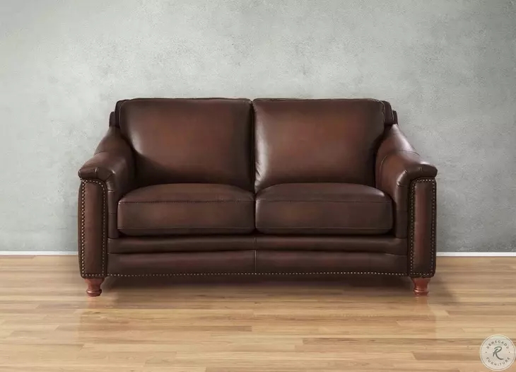 Bexley Caramel Leather 67" Loveseat with Nailhead Trim