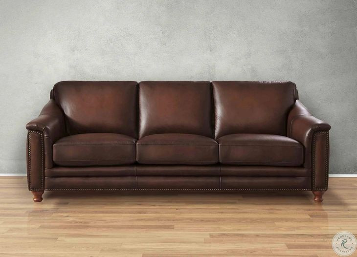 Bexley Caramel Leather Living Room Set with Nailhead Trim