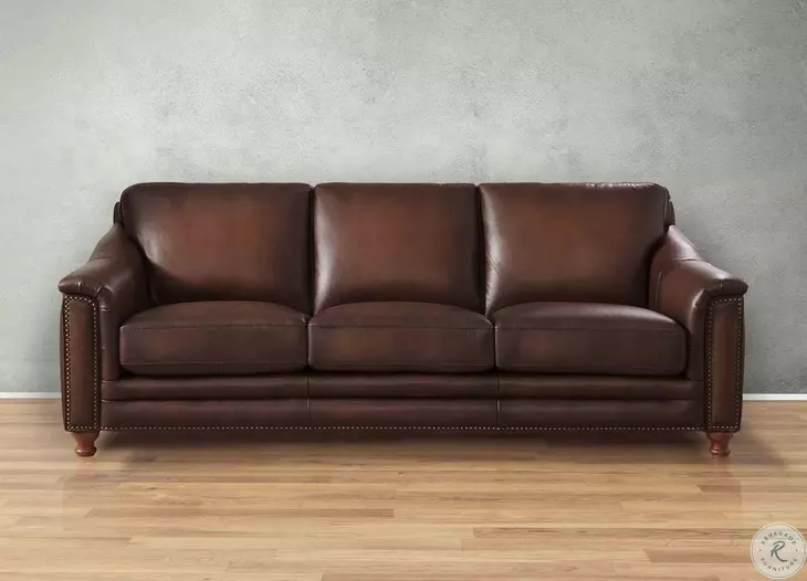 Bexley Caramel Leather Living Room Set with Nailhead Trim