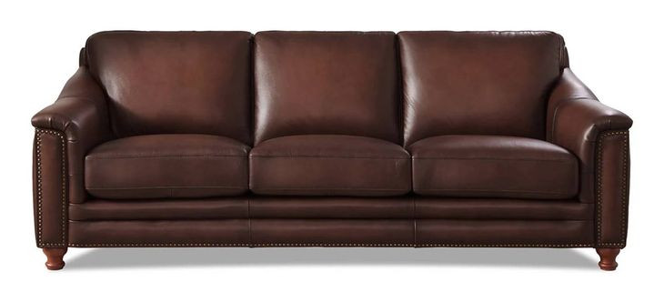 Bexley Caramel Leather 92" Sofa with Nailhead Trim