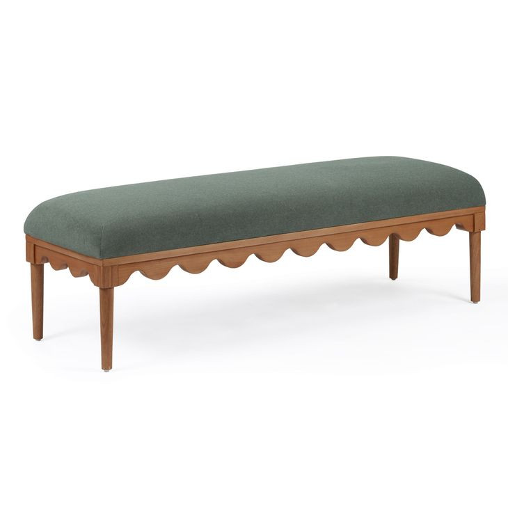 Oodle Green Performance Fabric Upholstered Accent Bench