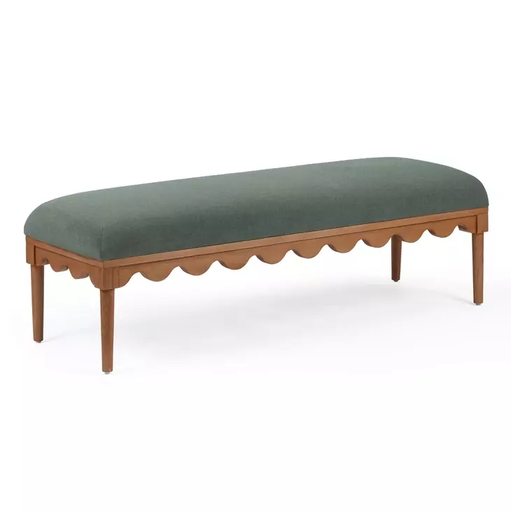 Oodle Green Performance Fabric Upholstered Accent Bench