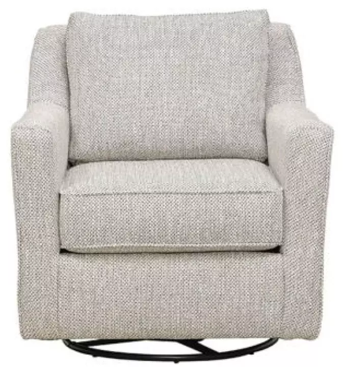 Contour Natural Beige Performance Fabric Upholstered Swivel Glider Accent Chair