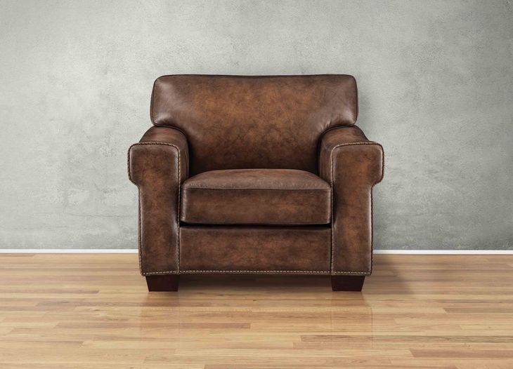 Capton Russet Leather Upholstered Accent Chair