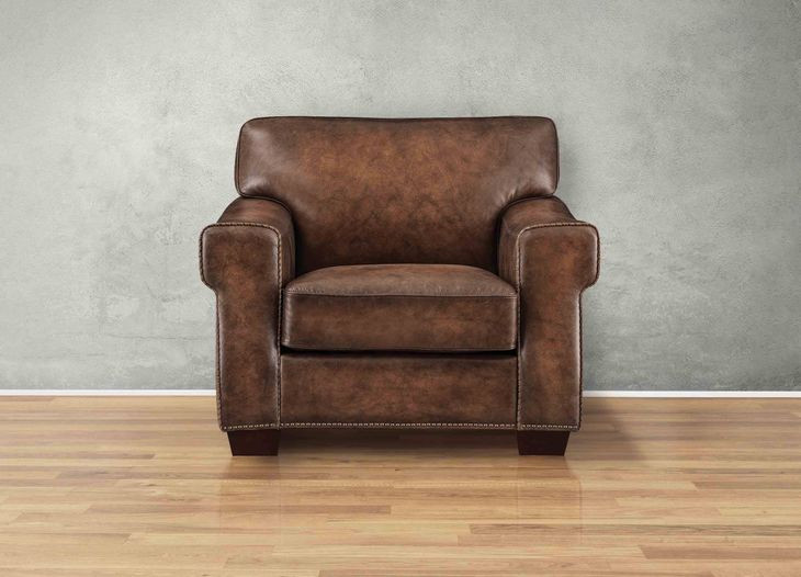 Capton Russet Leather Upholstered Accent Chair