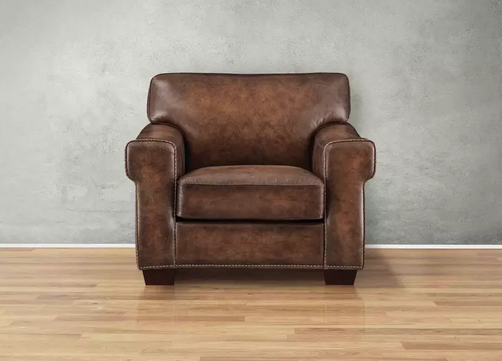Capton Russet Leather Upholstered Accent Chair