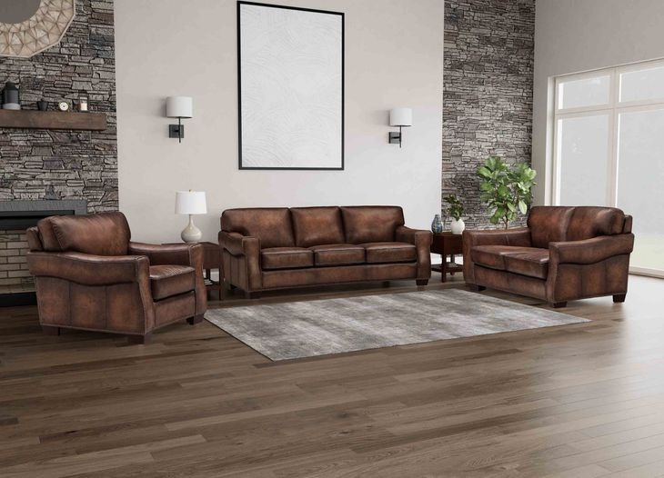 Capton Russet Leather Living Room Set