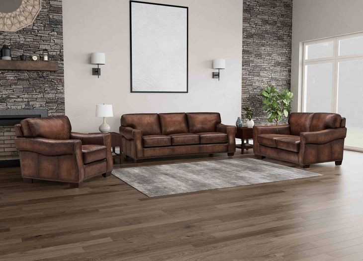 Capton Russet Leather Living Room Set