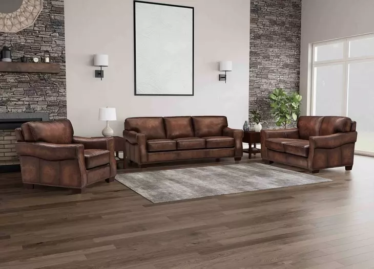 Capton Russet Leather Living Room Set
