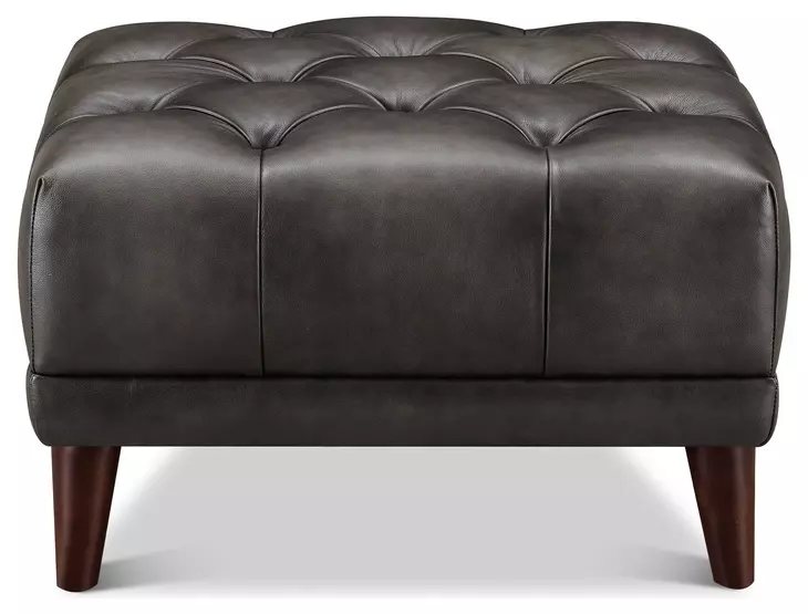 Trix Ash Leather Upholstered Rectangular Ottoman