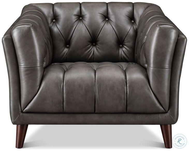 Trix Ash Leather Upholstered Lounge Chair