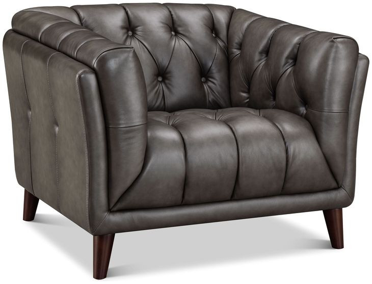 Trix Ash Gray Leather Upholstered Lounge Chair