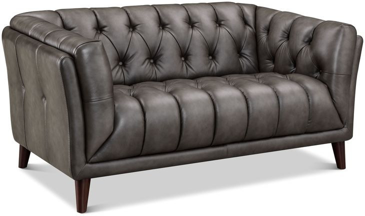 Trix Ash Gray Leather 64" Loveseat