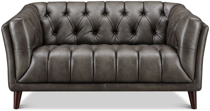 Trix Ash Gray Leather 64" Loveseat