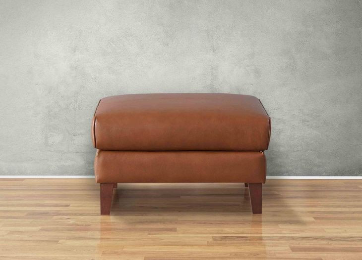 Kona Nutmeg Leather Upholstered Rectangular Ottoman
