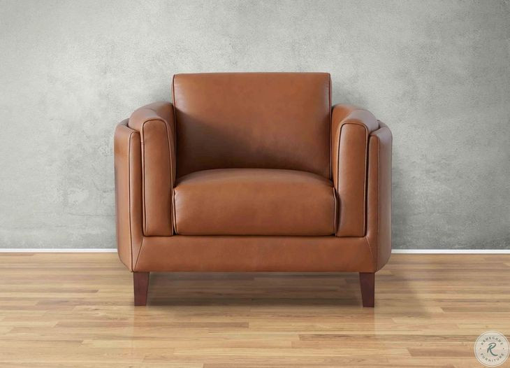Kona Nutmeg Leather Upholstered Accent Chair