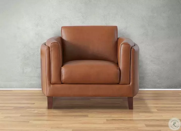 Kona Nutmeg Leather Upholstered Accent Chair