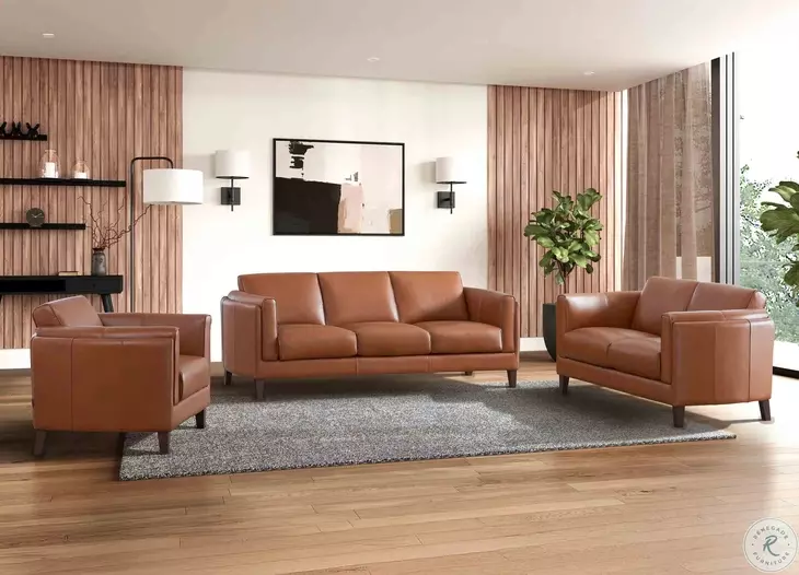 Kona Nutmeg Leather 65" Loveseat