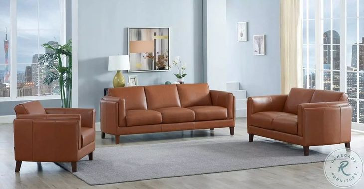 Kona Nutmeg Leather Living Room Set