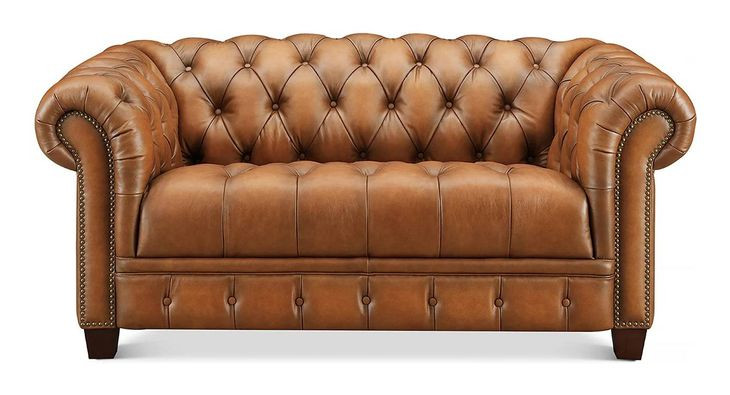 Haworth Saddle Leather 69" Loveseat with Nailhead Trim