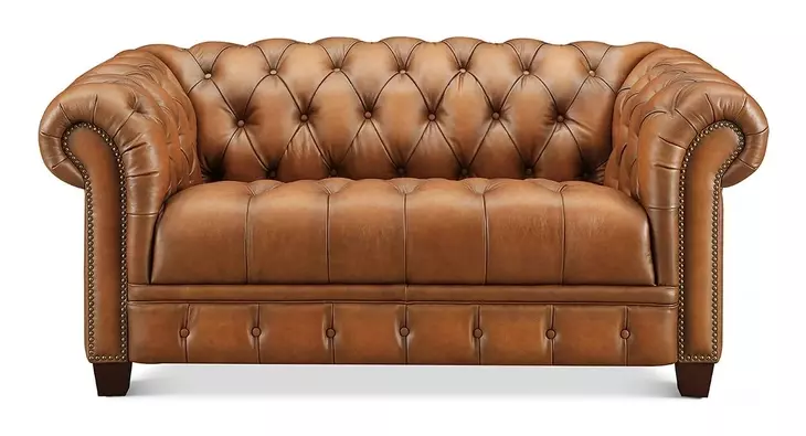 Haworth Saddle Leather 69" Loveseat with Nailhead Trim