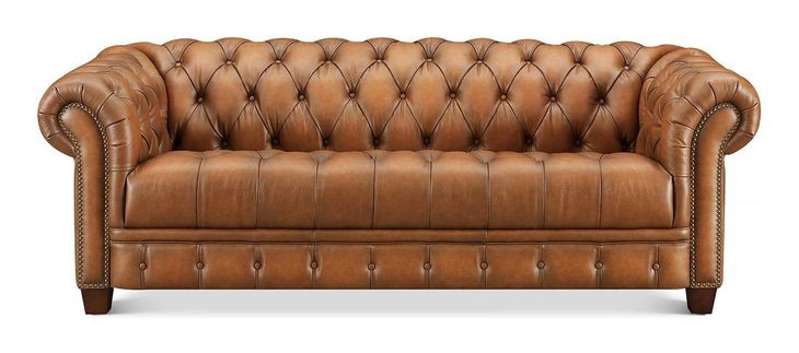 Haworth Saddle Leather 88" Sofa with Nailhead Trim