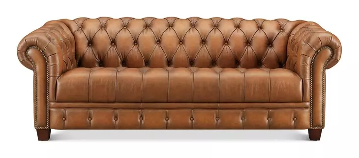 Haworth Saddle Leather 88" Sofa with Nailhead Trim