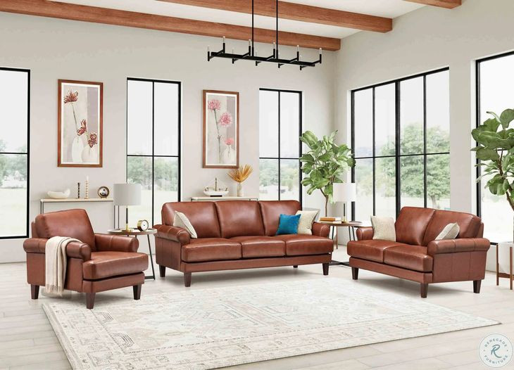Soleil Brandy Leather Upholstered Lounge Chair