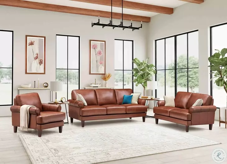 Soleil Brandy Leather Upholstered Lounge Chair