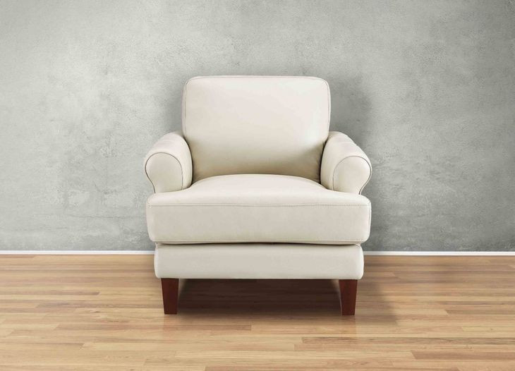Soleil Vanilla Leather Upholstered Lounge Chair