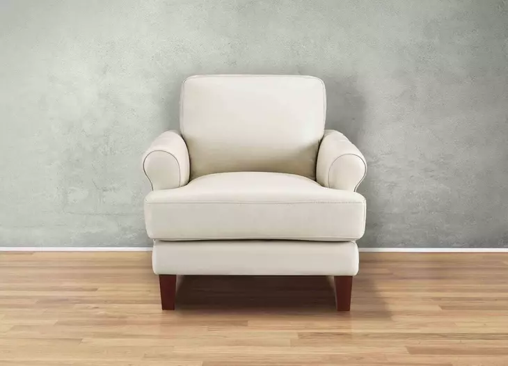Soleil Vanilla Leather Upholstered Lounge Chair