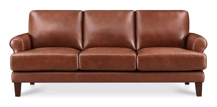Soleil Brandy Leather 80" Sofa