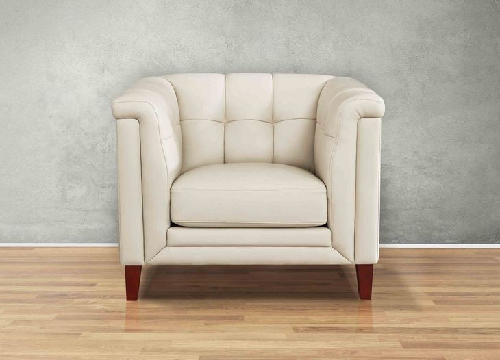 Elric Vanilla Leather Upholstered Accent Chair