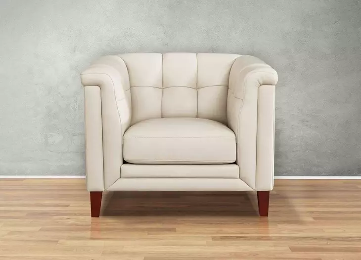 Elric Vanilla Leather Upholstered Accent Chair